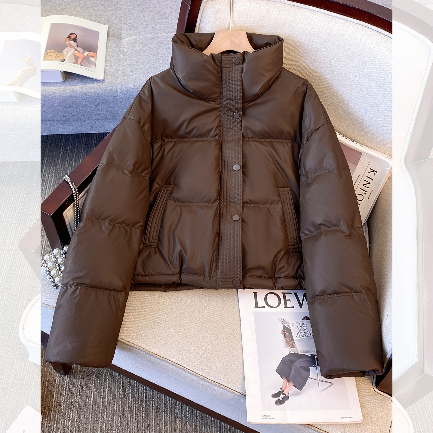 美拉德棕咖色PU蛋白皮衣羽绒服女装2025冬季新短款小个子加厚外套,女装/女士精品,羽绒服,淘宝优惠券,粉丝福利购,淘宝优惠卷