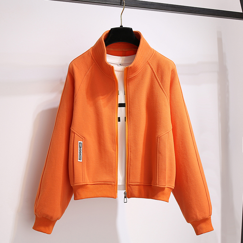 橘色运动休闲立领棒球服外套夹克