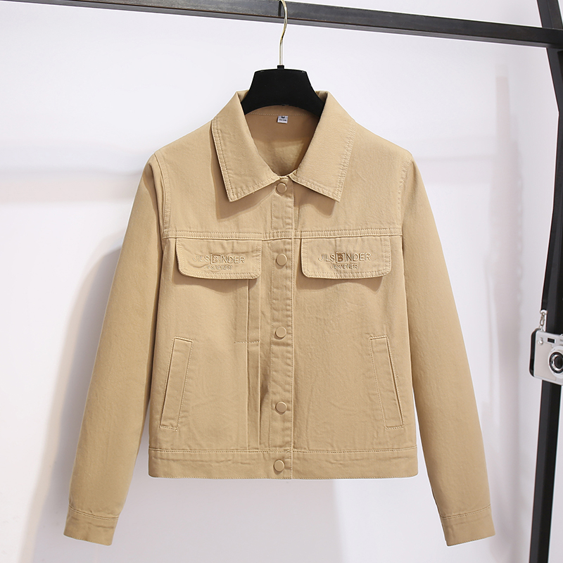 超好看卡其色翻领牛仔衣衬衫外套