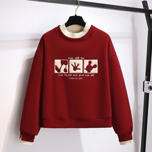 拼接假两件套半高领卫衣加绒加厚女2025秋冬季新款有设计感的上衣