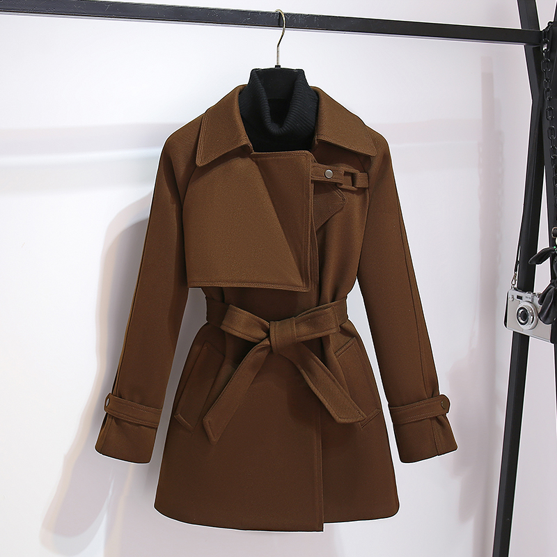 美拉德棕咖色西装毛呢收腰外套女