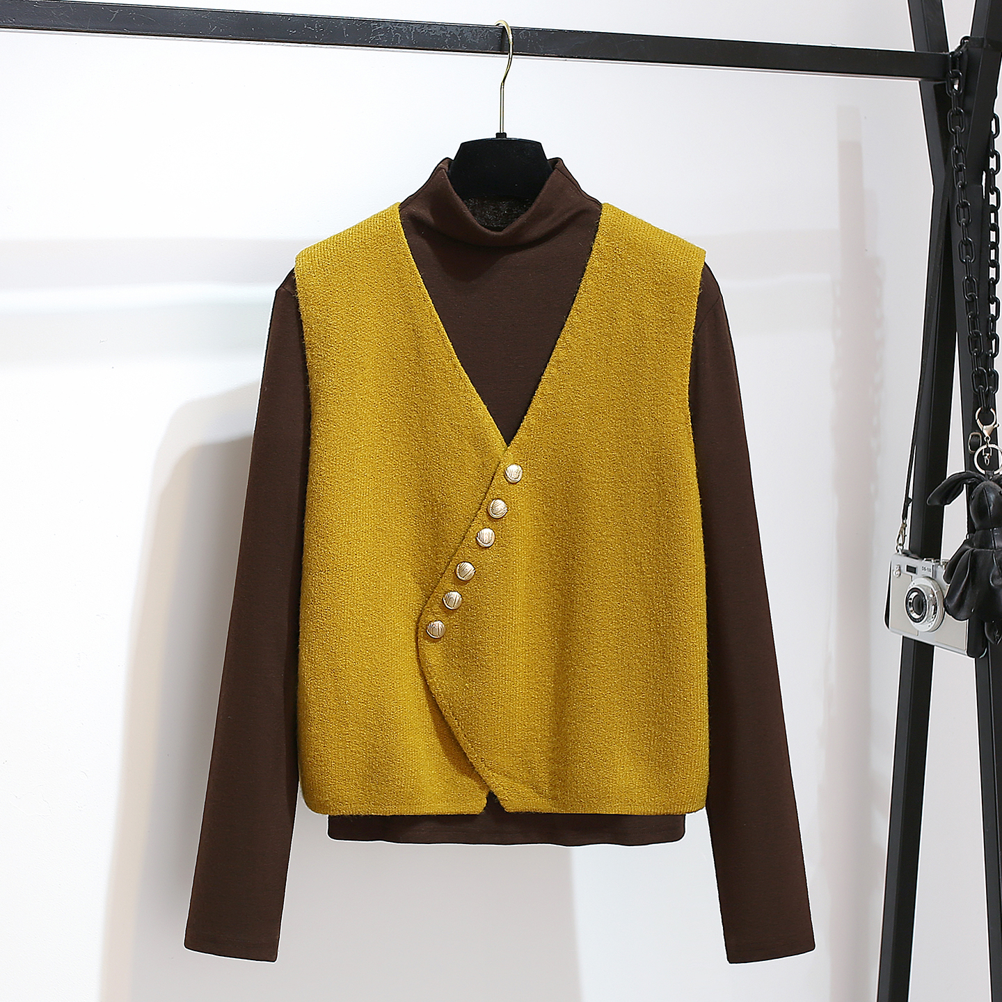 针织马甲背心内搭半高领打底衫女