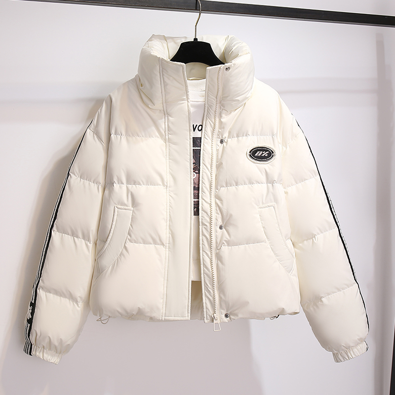 白色立领面包羽绒服女2023年冬季