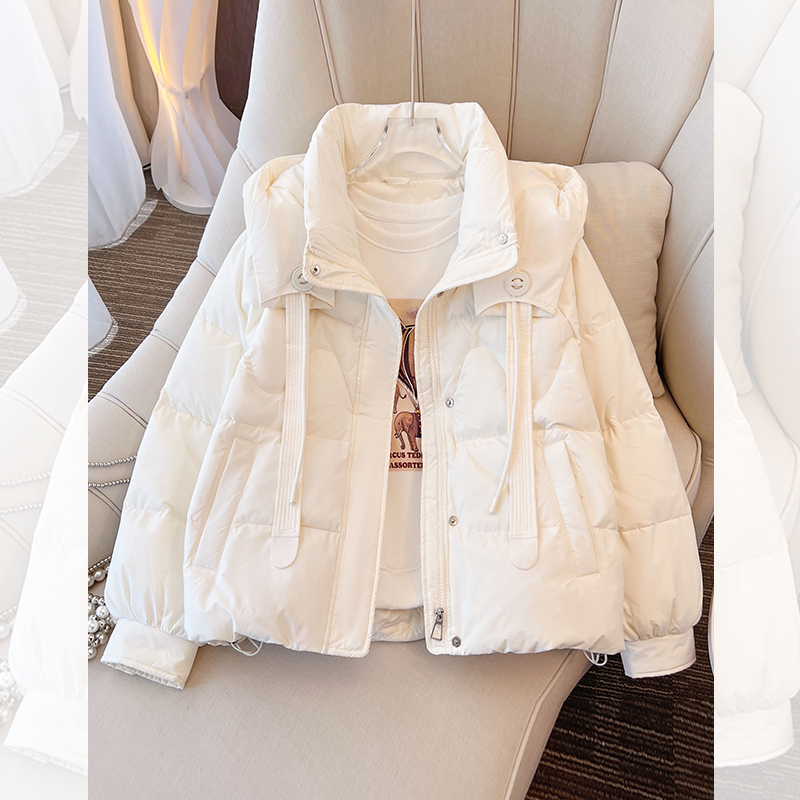爆款白色高级感超好看连帽羽绒服