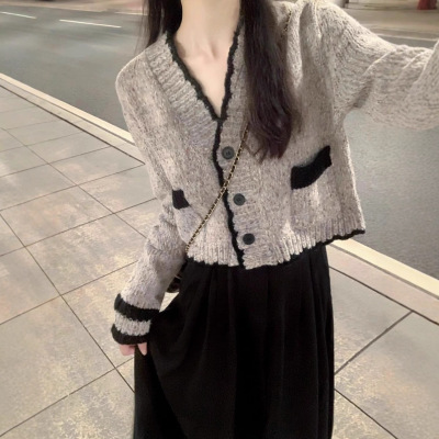 韩系御姐风毛衣连衣裙套装