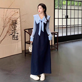 连衣裙子春秋装 女款 2026年新款 黑色长袖 时尚 感气质韩系氛围感长裙