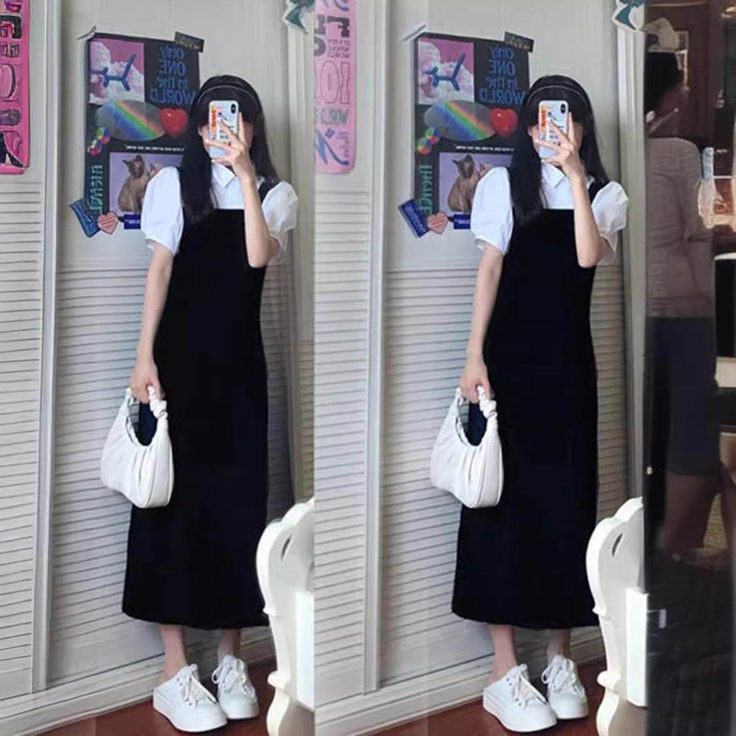 学院风法式温柔系两件套连衣裙