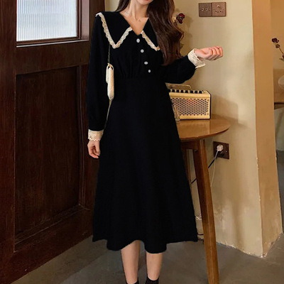 秋季法式复古连衣裙女装2025秋冬新款小个子显瘦气质长款长袖裙