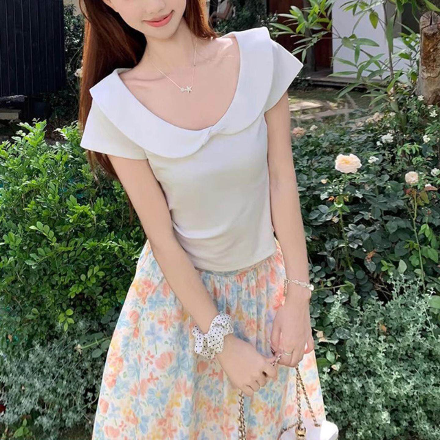 韩系甜美娃娃领结短袖T恤女夏季