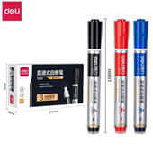 得力S520直液式 白板笔办公教学易擦画板学生速干水性粗头黑色蓝色