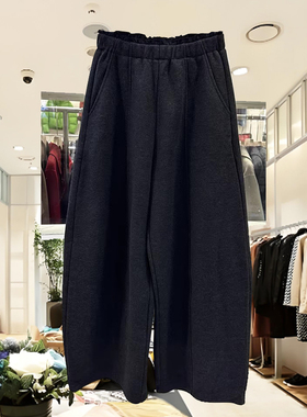 335-K8912 欧货冬2025新款南油松紧腰加厚绒休闲裤阔腿羊绒弯刀裤