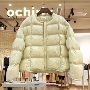 33-952 针织包边圆领云朵泡芙加厚阔版短装韩系羽绒服欧货冬