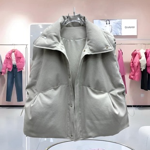 BZG 立领中空纱羽绒马甲女2025秋冬高端极简抽绳显瘦保暖外套