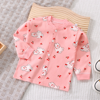 纯棉开衫秋衣打底衫上衣春秋款