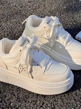 女童小白鞋运动鞋春季2026新款青少年休闲鞋儿童板鞋白色厚底女鞋