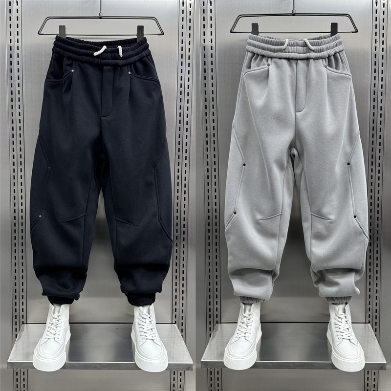 潮牌2024秋冬款加绒加厚运动卫裤