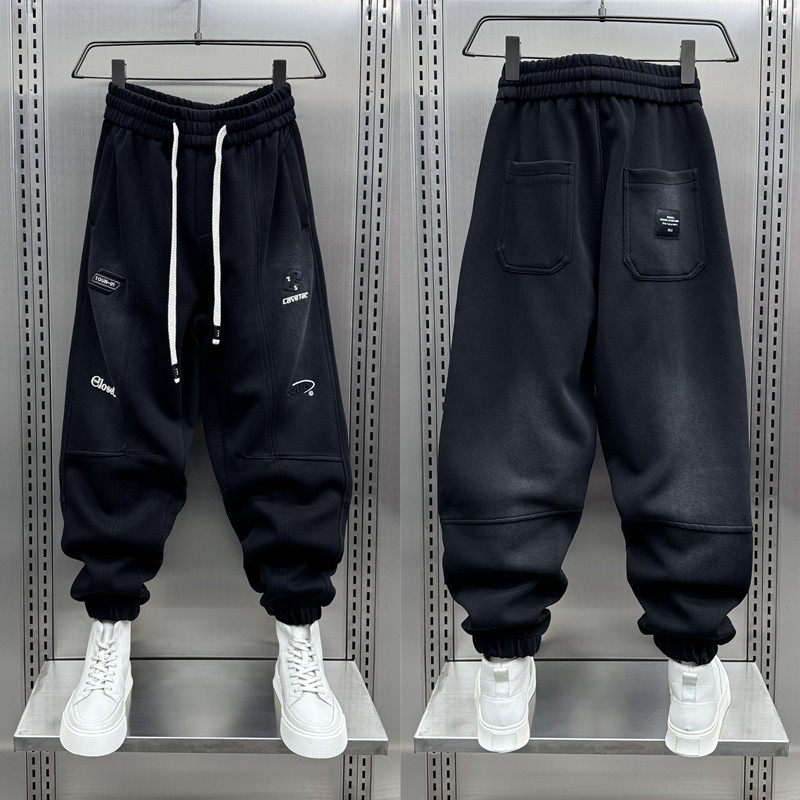 休闲裤男款2024秋冬水洗印花束脚卫裤青少年宽松束脚针织哈伦裤男,男装,休闲裤,淘宝优惠券,粉丝福利购,淘宝优惠卷