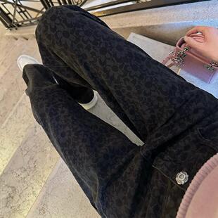 现货 不退换】樊樊 Jennie同款定染山茶花窄版直筒牛仔裤小香裤子