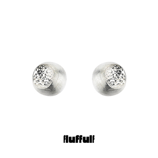 fluffulf·浮游褶光系列S925银凹凸软物质半球素银耳钉