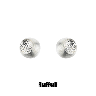 fluffulfS925银锤纹拉丝耳钉