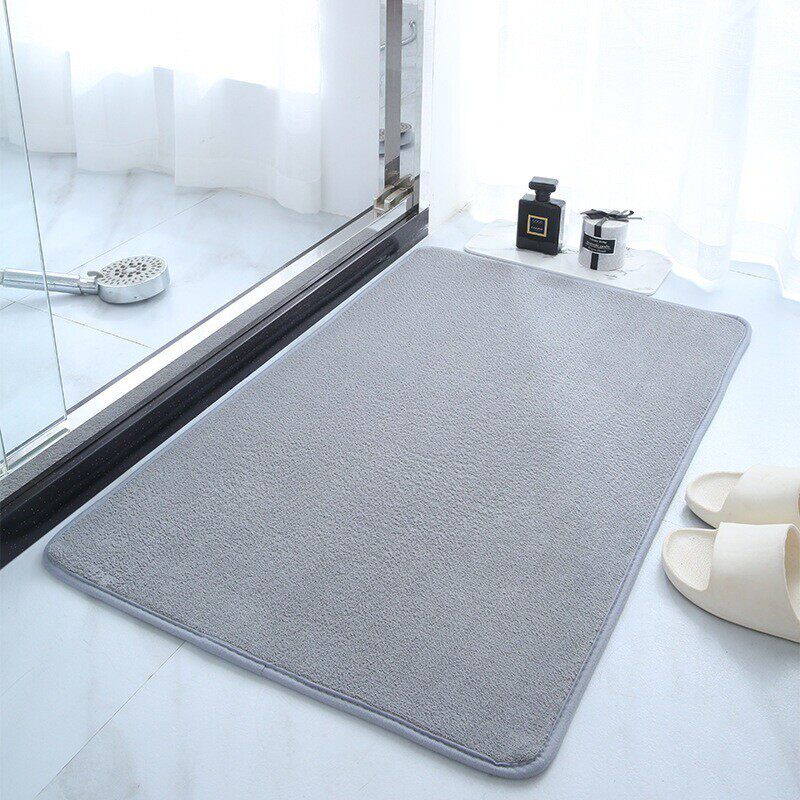 跨境代发纯色珊瑚绒地垫浴室吸水脚垫吸水速干门垫加厚防滑脚垫子