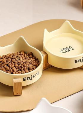 猫碗陶瓷猫食盆宠物碗喝水碗粮碗一体猫咪饭碗狗狗碗不易打翻护颈