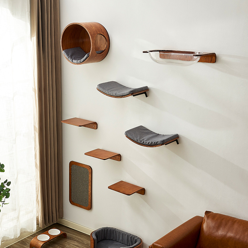 跨境猫爬架墙壁式不占地猫窝猫架子一体配饰猫抓柱猫咪玩具猫跳板