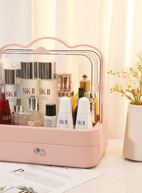 桌面化妆箱 大容量多层抽屉式防尘化妆盒便携手提美甲透明化妆包