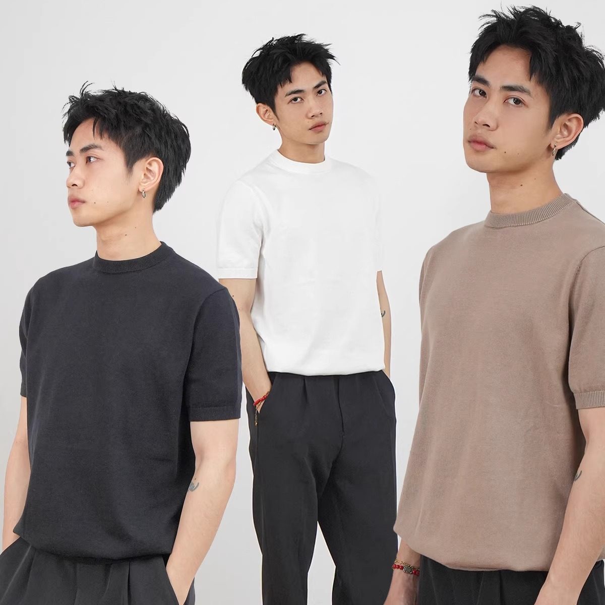 GOODLIVEABLE针织显壮正肩短袖