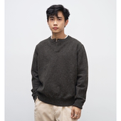 GOODLIVEABLE复古老钱风亨利领毛衣秋冬混纺宽松套头保暖慵懒上衣