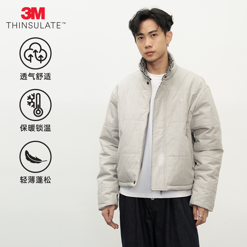 GOODLIVEABLE 3M新雪丽哈灵顿立领棉服男秋冬重磅老钱风保暖外套