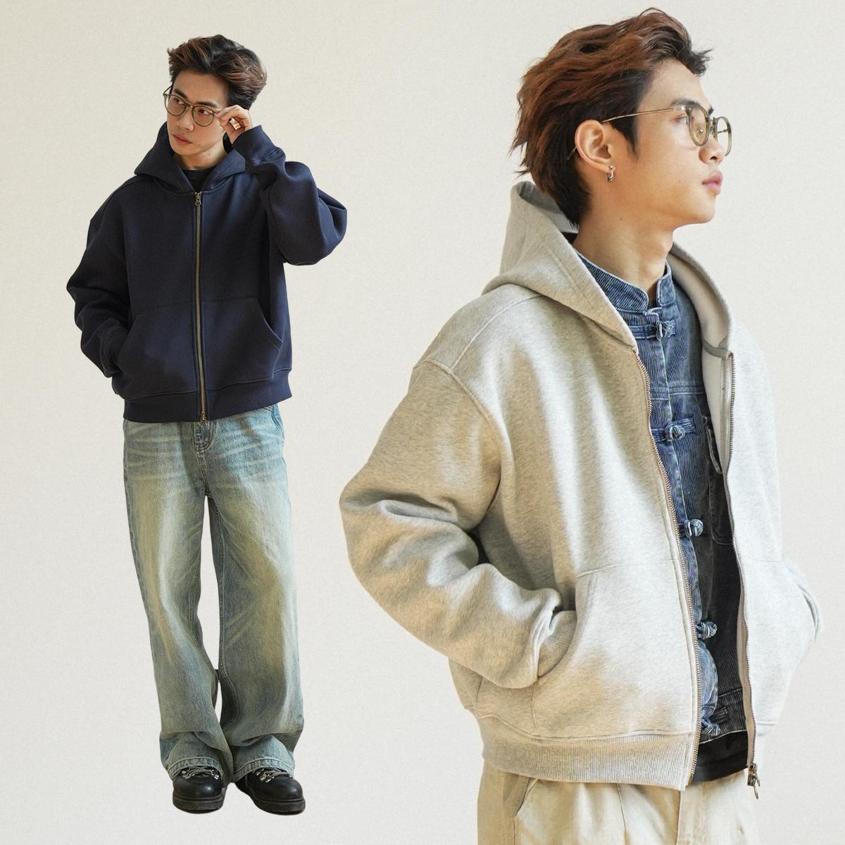 GOODLIVEABLE短宽开衫连帽卫衣