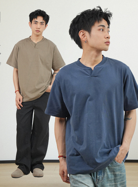 GOODLIVEABLE V领纯棉7A抗菌250G短袖男OldMoney休闲打底衫上衣潮