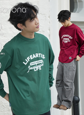 GOODLIVEABLE 生活艺术家 美式复古打底衫250g索罗娜秋季长袖t恤