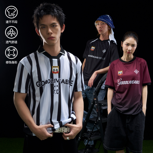 GOODLIVEABLE 世界杯条纹渐变速干POLO领球衣户外休闲印花短袖t恤