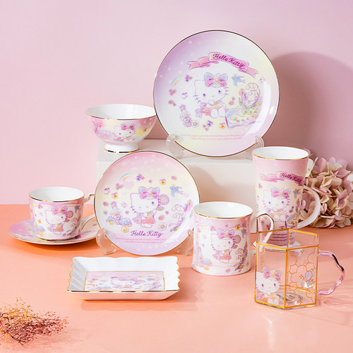 古杰士凯蒂猫联名骨瓷高级碗盘