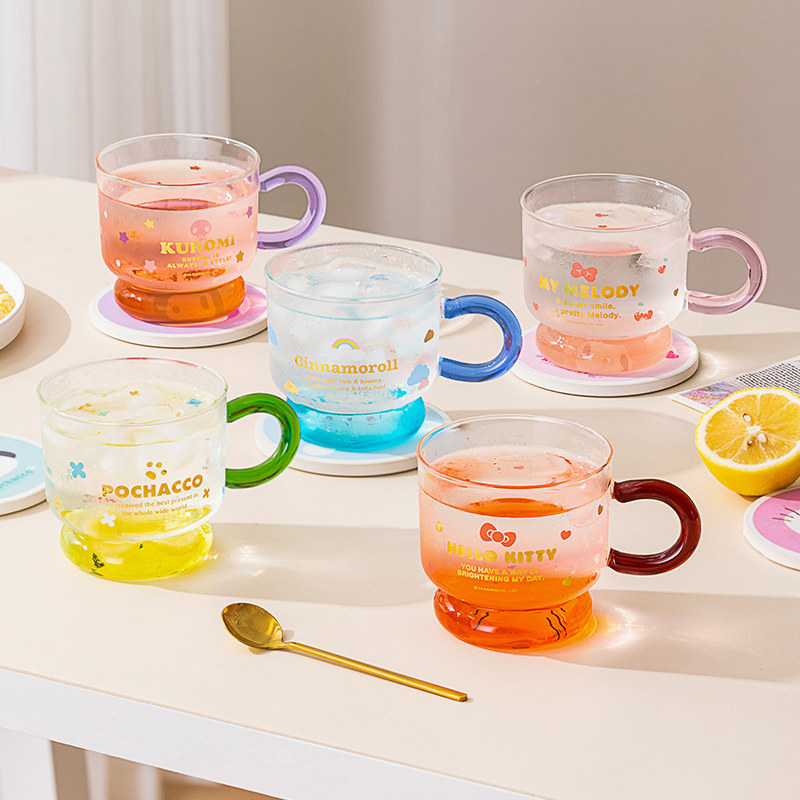 古杰士三丽鸥高硼硅玻璃杯女生家用可爱喝水杯子高颜值果汁饮料杯,餐饮具,玻璃杯,淘宝优惠券,粉丝福利购,淘宝优惠卷