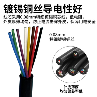 铁氟龙高温特软硅胶护套线 2芯3 4 5 6 7 8 10 12芯YGC硅胶电源线