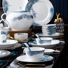 2025新款碗碟套装家用新中式轻奢景德镇组合骨瓷套裝餐具乔迁送礼