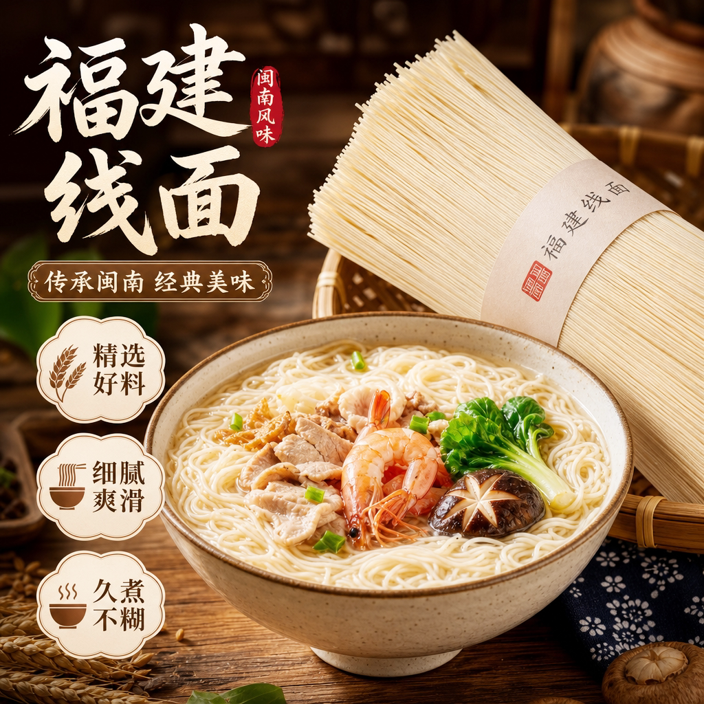 纯手工福建线面福州细面无盐面线特产面条速食莆田妈祖独立小包装