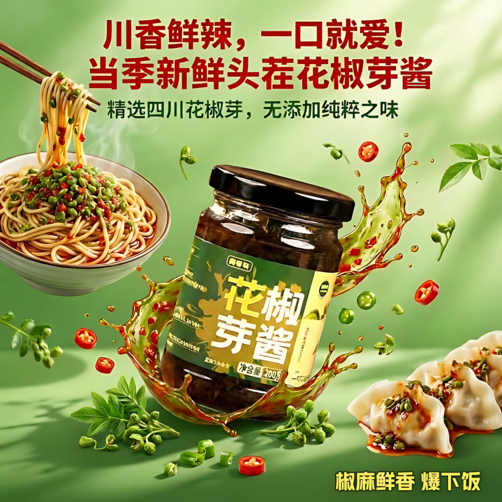 花椒芽酱官方旗舰店2025年新鲜花椒芽菜无添加拌面酱下饭酱家庭装,粮油调味/速食/干货/烘焙,酱类调料,淘宝优惠券,粉丝福利购,淘宝优惠卷
