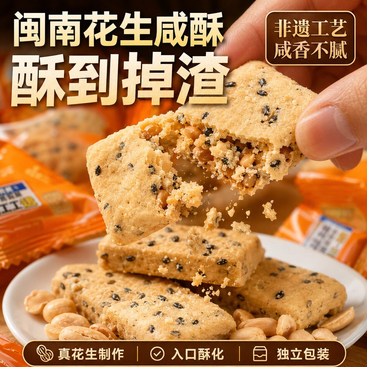 花生咸酥闽南特产古味传统中式糕点入口即化零食官方旗舰店0蔗糖