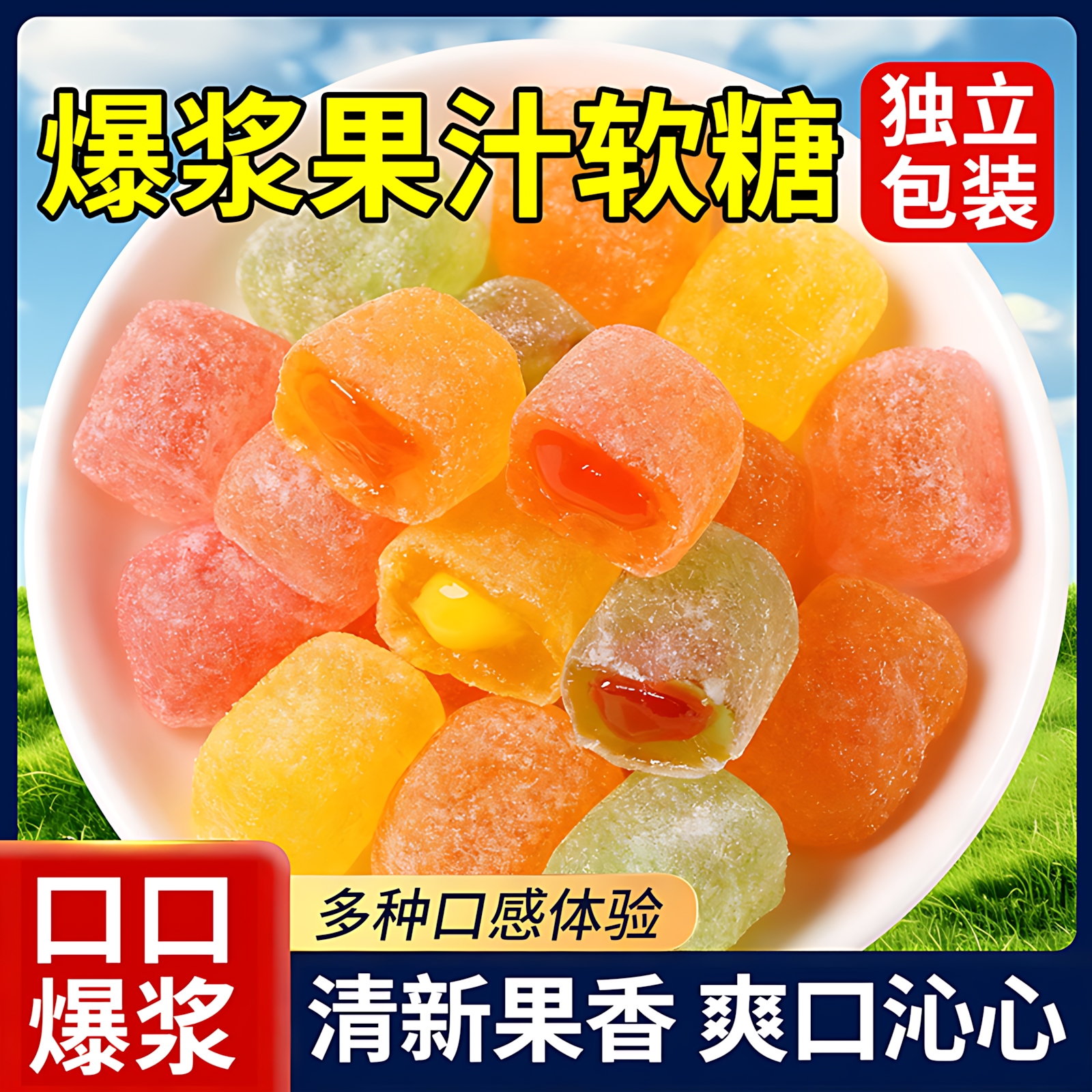 俄罗斯风味小蜜蜂爆浆夹心软糖QQ糖果年货官方旗舰店零食喜糖整箱