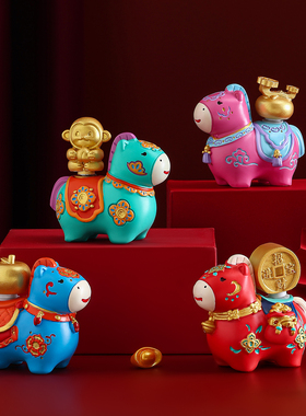 2026马年吉祥物生肖马上来财摆件