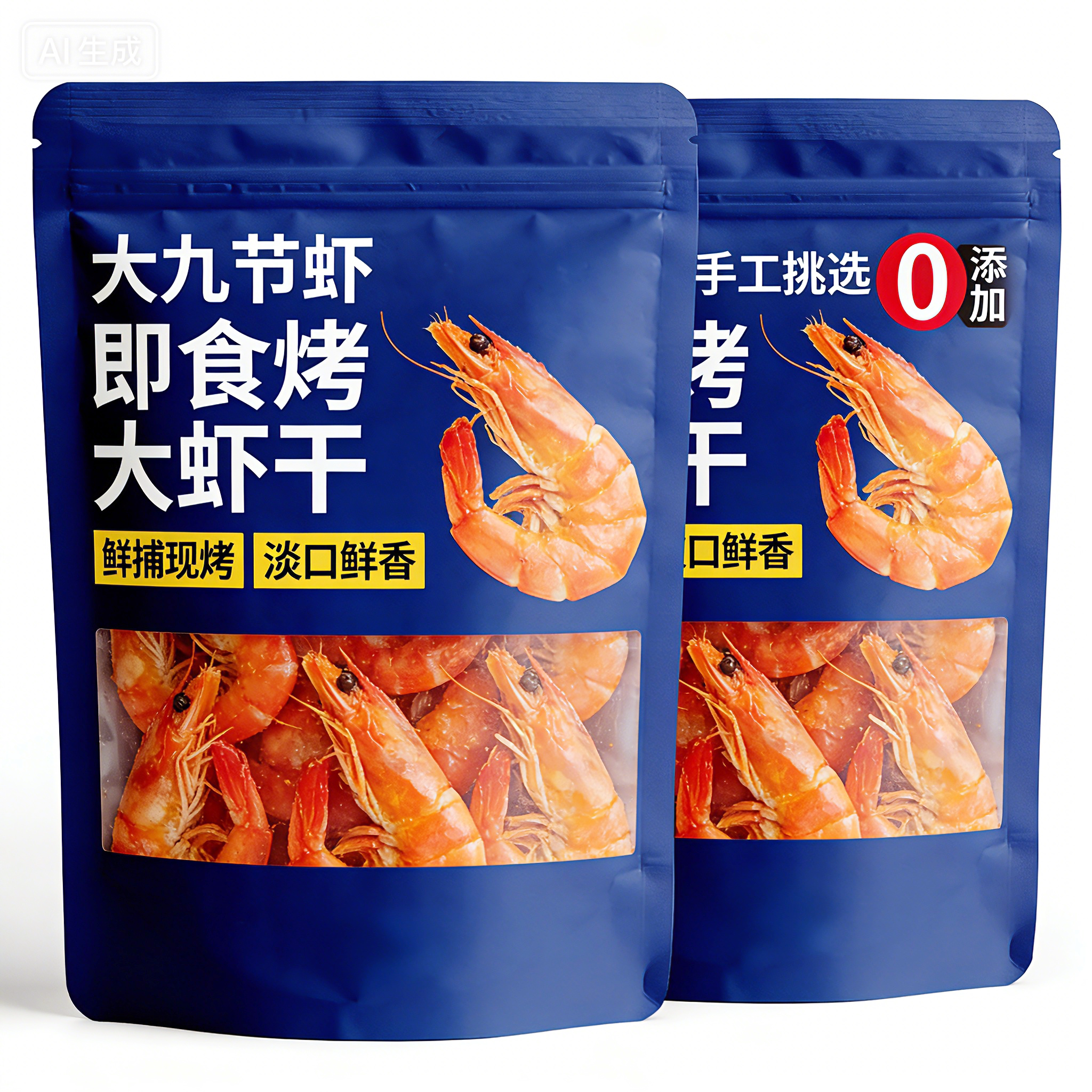 烤虾干即食大号舟山特产海鲜干货九节虾干特大孕妇小吃零食批发