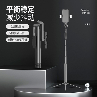 抖未来双补光灯金属自拍杆