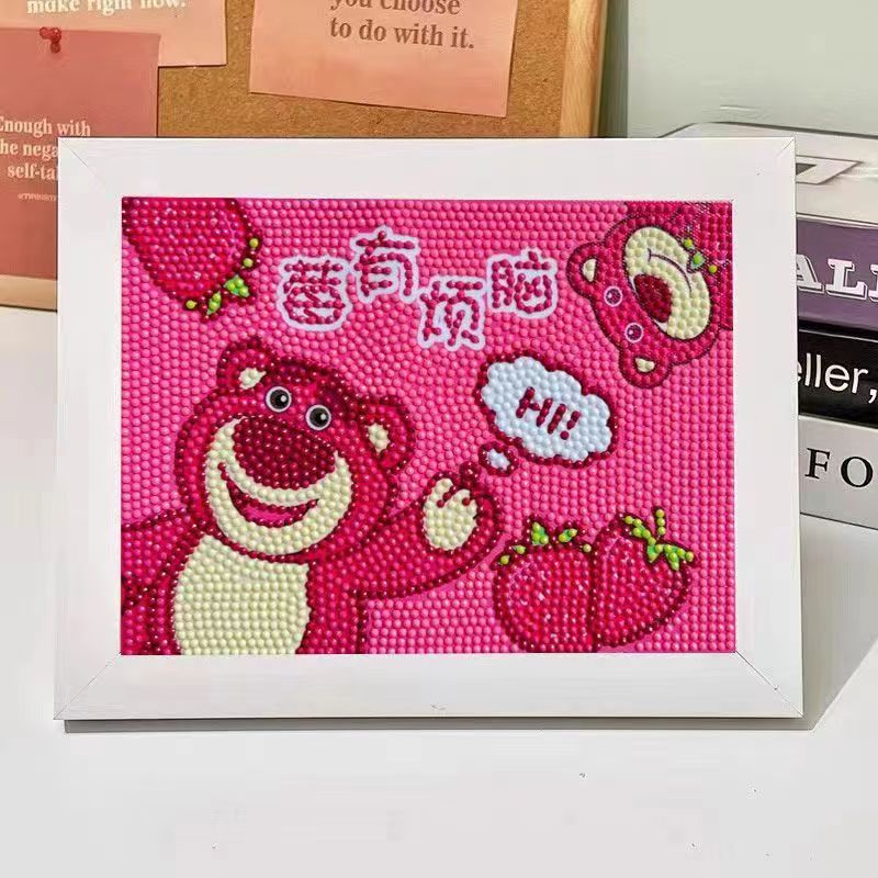 草莓熊钻石画儿童手工ddiy粘贴画