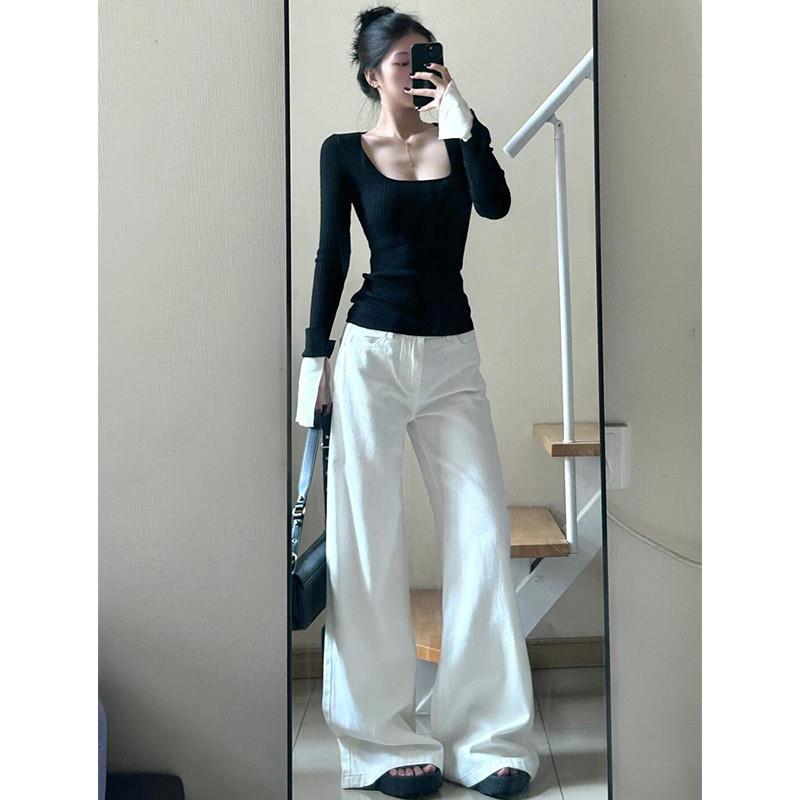 黑色针织衫女2025秋季新款修身显瘦气质超好看内搭打底衫洋气上衣