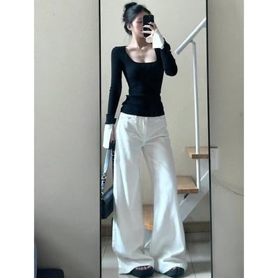 黑色针织衫女2025秋季新款修身显瘦气质超好看内搭打底衫洋气上衣