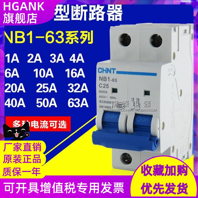 正品 正泰断路器 NB1-63 2P C1-63A 6A 10A 4A16A20A25A32A40A63A 电子元器件市场 其它元器件 原图主图